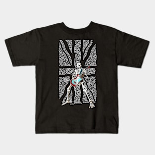 Skeleton Guitar Player, Playing Rock And Roll, Heavy Metal band with UK Flag Kids T-Shirt